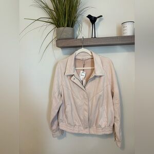 BCBGeneration beige  Faux Suede Bomber Jacket xl nwt